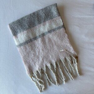 Lisa Angel Wool Blend Scarf Pink Gray White Stripes British Female Founded Brand